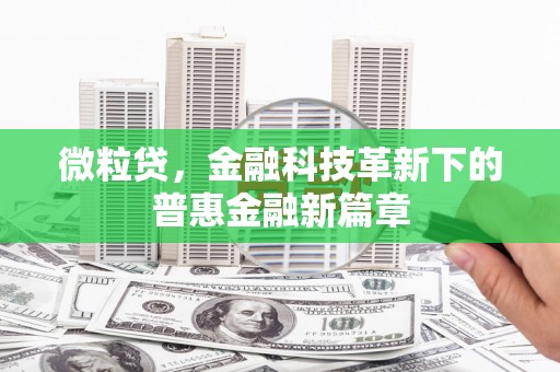 澎湖微粒贷，金融科技革新下的普惠金融新篇章