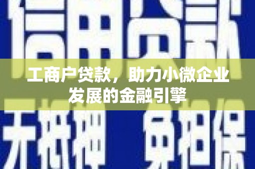 澎湖工商户贷款，助力小微企业发展的金融引擎