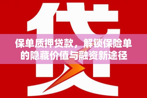 澎湖保单质押贷款，解锁保险单的隐藏价值与融资新途径