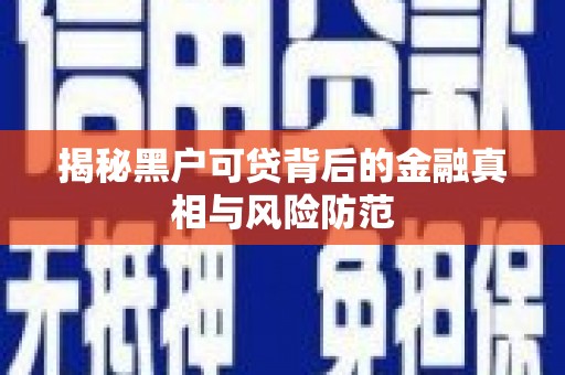 澎湖揭秘黑户可贷背后的金融真相与风险防范