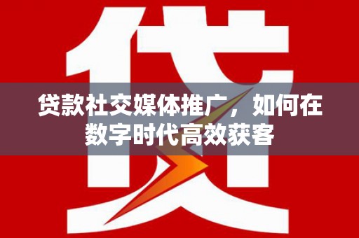 澎湖贷款社交媒体推广，如何在数字时代高效获客