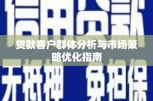 澎湖贷款客户群体分析与市场策略优化指南