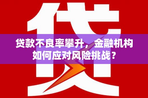澎湖贷款不良率攀升，金融机构如何应对风险挑战？