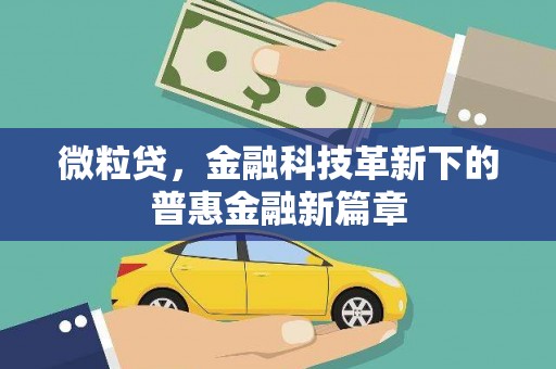 澎湖微粒贷，金融科技革新下的普惠金融新篇章