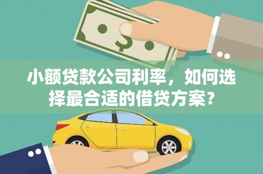 澎湖小额贷款公司利率，如何选择最合适的借贷方案？