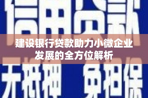 澎湖建设银行贷款助力小微企业发展的全方位解析