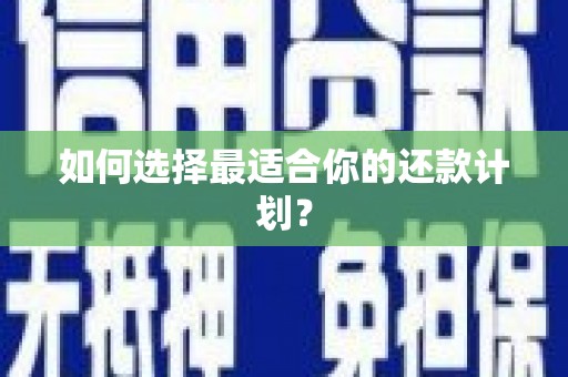 澎湖如何选择最适合你的还款计划？